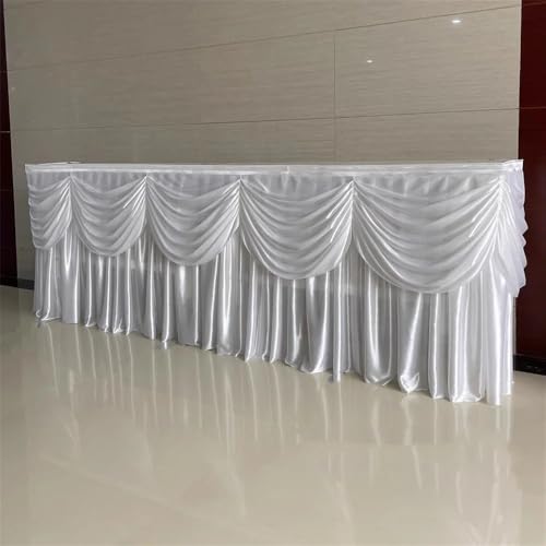 Optionaler langer Eisseide-Tischrock, Tischdecke mit Girlande, für Hochzeit, Geburtstag, Buffet, Tischdekoration, Weiß, H 75 x B 600 cm, 3 m Optionaler langer Eisseide-Tischrock, Tischdecke mit Girlande, für Hochzeit, Geburtstag, Buffet, Tischdekoration, Weiß, H 75 x B 600 cm, 3 m von CSHWXY