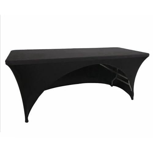 Orangefarbene, rechteckige, elastische Tischdecke für Hochzeitsdekoration, eine Seite offen, Spandex-Bezug, für Gäste, Geburtstagsfeiern, Feiertage, Schwarz, 183 x 74 x 76 cm von CSHWXY