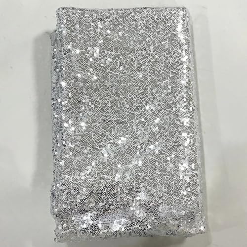 Pailletten Gürtel Hintergrund Stoffbezug Hochzeit Glitzer Geburtstag Babyparty Fotografie Hintergründe Veranstaltung Party Dekorationen, Silber, 2,1 x 4,9 Fuß (65 x 150 cm) von CSHWXY
