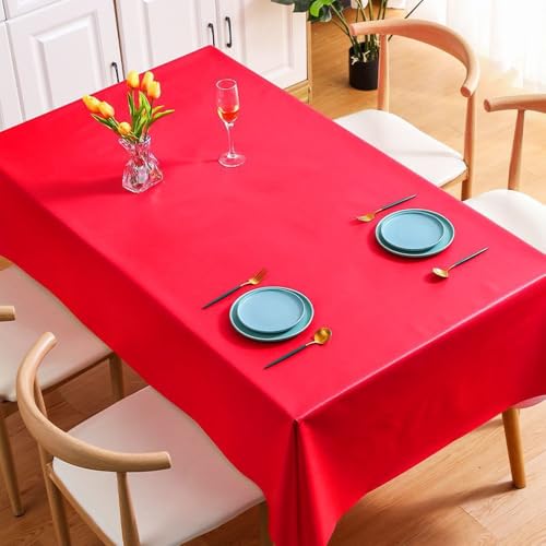 Rechteckige PVC-Tischdecke, Hoteltisch, ölbeständig, wasserdicht, Antifouling-Abdeckung, einfarbige Tischdecke für Mahlzeiten im Freien, B3126R, 140 x 140 cm von CSHWXY