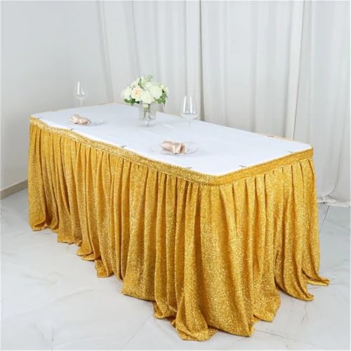 Rechteckiger Pailletten-Tischrock, glitzernde Tischdecke für Hochzeitsbankett- und Eventdekoration, Gold, 6,3 m lang Rechteckiger Pailletten-Tischrock, glitzernde Tischdecke für Hochzeitsbankett- und Eventdekoration, Gold, 6,3 m lang von CSHWXY