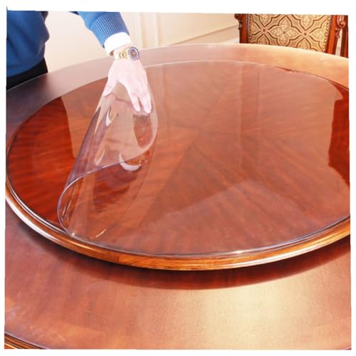 Runde transparente Tischdecke aus weichem Kunststoff, PVC, wasserdicht, ölbeständig, für Wohnzimmer, Esstische, Küche, Schreibtischschutz, Heimdekoration, transparent, Durchmesser 150 cm, 59 Zoll Runde transparente Tischdecke aus weichem Kunststoff, PVC, wasserdicht, ölbeständig, für Wohnzimmer, Esstische, Küche, Schreibtischschutz, Heimdekoration, transparent, Durchmesser 150 cm, 59 Zoll von CSHWXY