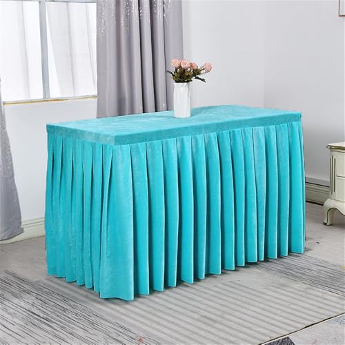Samttischdecke für rechteckige Tische, knitterfreie, maßgeschneiderte Tischdecke, Tischrock aus Stretchstoff für Hochzeitsempfänge, Blau, 1,83 m (72 x 30 x 30 Zoll) von CSHWXY