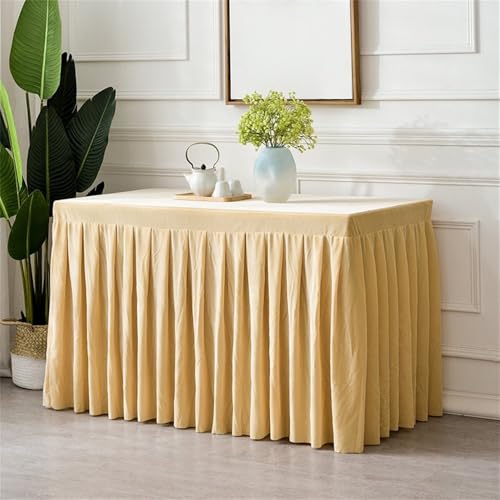 Samttischdecke für rechteckige Tische, knitterfreie, maßgeschneiderte Tischdecke, Tischrock aus Stretchstoff für Hochzeitsempfänge, Champagner, 1,83 m (72 x 30 x 30 Zoll) von CSHWXY
