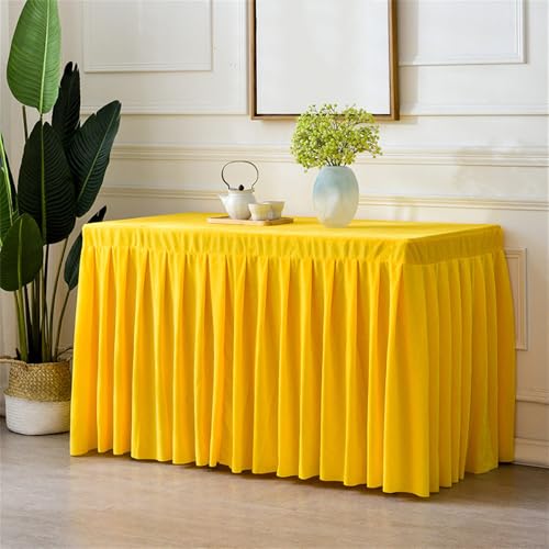 Samttischdecke für rechteckige Tische, knitterfreie, maßgeschneiderte Tischdecke, Tischrock aus Stretchstoff für Hochzeitsempfänge, Gold, 8 Fuß (96 x 30 x 30 Zoll) von CSHWXY