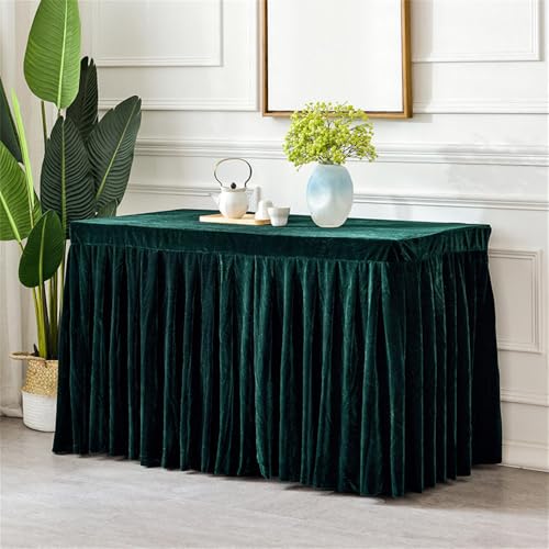 Samttischdecke für rechteckige Tische, knitterfreie, maßgeschneiderte Tischdecke, Tischrock aus Stretchstoff für Hochzeitsempfänge, Grün, 8 Fuß (96 x 30 x 30 Zoll) von CSHWXY
