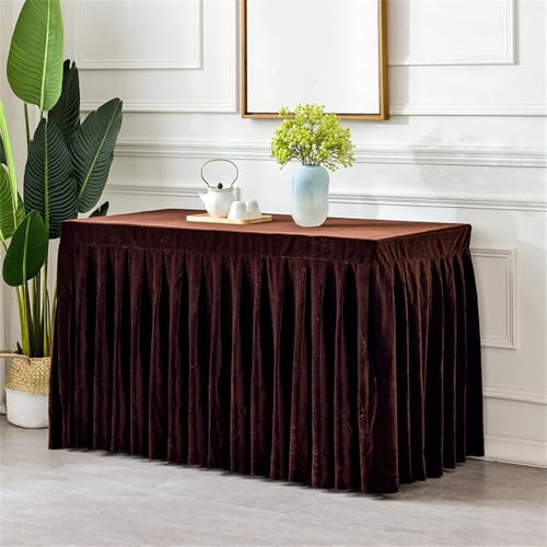 Samttischdecke für rechteckige Tische, knitterfreie, maßgeschneiderte Tischdecke, Tischrock aus Stretchstoff für Hochzeitsempfänge, Kaffee, 2,44 m (96 x 30 x 30 Zoll) von CSHWXY