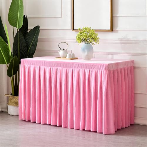 Samttischdecke für rechteckige Tische, knitterfreie, maßgeschneiderte Tischdecke, Tischrock aus Stretchstoff für Hochzeitsempfänge, Rosa, 6 Fuß (72 x 30 x 30 Zoll) von CSHWXY