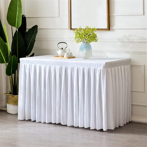 Samttischdecke für rechteckige Tische, knitterfreie, maßgeschneiderte Tischdecke, Tischrock aus Stretchstoff für Hochzeitsempfänge, Weiß, 4 Fuß (48 x 23 x 30 Zoll) von CSHWXY