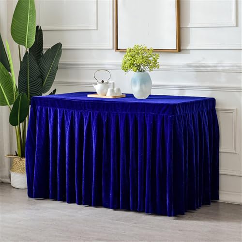 Samttischdecke für rechteckige Tische, knitterfreie, maßgeschneiderte Tischdecke, Tischrock aus Stretchstoff für Hochzeitsempfänge, blau, 4 Fuß (48 x 23 x 30 Zoll) von CSHWXY
