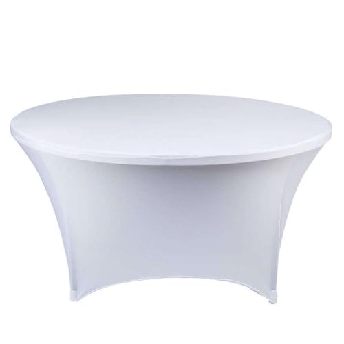 Spandex-Tischdecke für Hochzeitsdekoration, rund, für Hotel, Bankett, Party, Tagungsraum, Feiertage, Feier, Weiß, 183 cm rund von CSHWXY