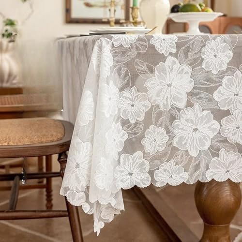 Spitzentischdecke, einfache, Hohle Jacquard-Tischdecke, stimmungsvoller Desserttisch, Couchtisch, Kamelie, 140 x 260 cm, 1 Stück von CSHWXY