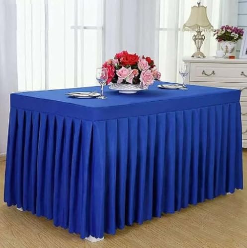Tischdecke, rechteckig, für den ganzen Tisch, Hochzeit, mit Rock, Swag, Rüschen, Party, Hotel, Meeting, Bankett, Show, Dekoration, Blau, 180 L x 40 B x 75 H Tischdecke, rechteckig, für den ganzen Tisch, Hochzeit, mit Rock, Swag, Rüschen, Party, Hotel, Meeting, Bankett, Show, Dekoration, Blau, 180 L x 40 B x 75 H von CSHWXY