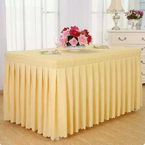 Tischdecke, rechteckig, für den ganzen Tisch, Hochzeit, mit Rock, Swag, Rüschen, Party, Hotel, Meeting, Bankett, Show, Dekoration, Creme, 240 L x 60 B x 75 H Tischdecke, rechteckig, für den ganzen Tisch, Hochzeit, mit Rock, Swag, Rüschen, Party, Hotel, Meeting, Bankett, Show, Dekoration, Creme, 240 L x 60 B x 75 H von CSHWXY