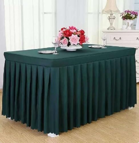 Tischdecke, rechteckig, für den ganzen Tisch, Hochzeit, mit Rock, Swag, Rüschen, Party, Hotel, Meeting, Bankett, Show, Dekoration, Dunkelgrün, 120 L x 60 B x 75 H Tischdecke, rechteckig, für den ganzen Tisch, Hochzeit, mit Rock, Swag, Rüschen, Party, Hotel, Meeting, Bankett, Show, Dekoration, Dunkelgrün, 120 L x 60 B x 75 H von CSHWXY