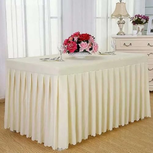 Tischdecke, rechteckig, für den ganzen Tisch, Hochzeit, mit Rock, Swag, Rüschen, Party, Hotel, Meeting, Bankett, Show, Dekoration, Elfenbein, 120 L x 60 B x 75 H Tischdecke, rechteckig, für den ganzen Tisch, Hochzeit, mit Rock, Swag, Rüschen, Party, Hotel, Meeting, Bankett, Show, Dekoration, Elfenbein, 120 L x 60 B x 75 H von CSHWXY