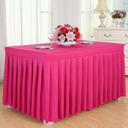Tischdecke, rechteckig, für den ganzen Tisch, Hochzeit, mit Rock, Swag, Rüschen, Party, Hotel, Meeting, Bankett, Show, Dekoration, Fuchsia, 140 L x 40 B x 75 H Tischdecke, rechteckig, für den ganzen Tisch, Hochzeit, mit Rock, Swag, Rüschen, Party, Hotel, Meeting, Bankett, Show, Dekoration, Fuchsia, 140 L x 40 B x 75 H von CSHWXY
