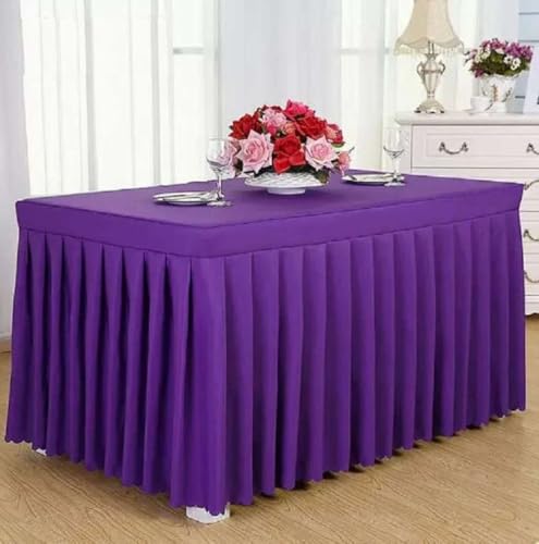 Tischdecke, rechteckig, für den ganzen Tisch, Hochzeit, mit Rock, Swag, Rüschen, Party, Hotel, Meeting, Bankett, Show, Dekoration, Lila, 240 L x 60 B x 75 H Tischdecke, rechteckig, für den ganzen Tisch, Hochzeit, mit Rock, Swag, Rüschen, Party, Hotel, Meeting, Bankett, Show, Dekoration, Lila, 240 L x 60 B x 75 H von CSHWXY