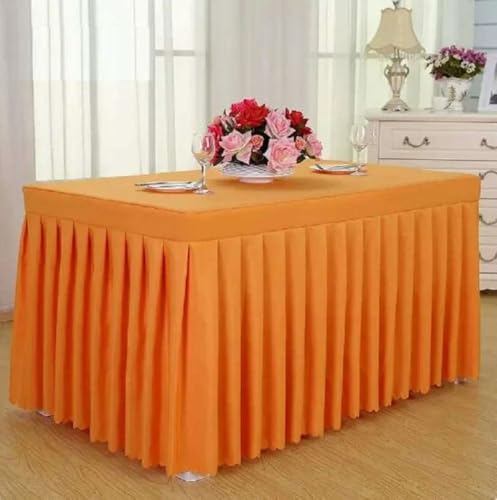 Tischdecke, rechteckig, für den ganzen Tisch, Hochzeit, mit Rock, Swag, Rüschen, Party, Hotel, Meeting, Bankett, Show, Dekoration, Orange, 140 L x 40 B x 75 H Tischdecke, rechteckig, für den ganzen Tisch, Hochzeit, mit Rock, Swag, Rüschen, Party, Hotel, Meeting, Bankett, Show, Dekoration, Orange, 140 L x 40 B x 75 H von CSHWXY