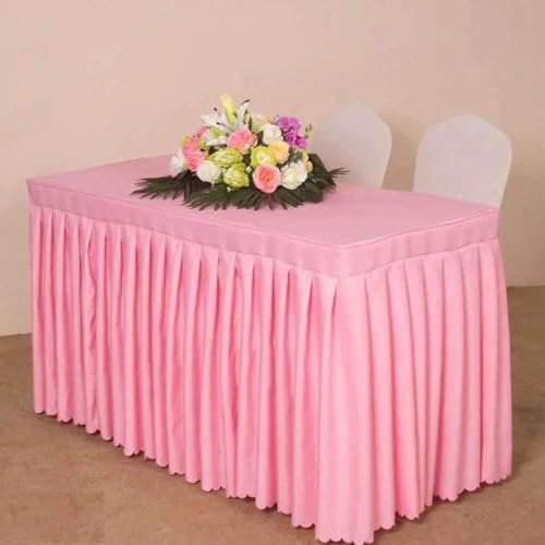 Tischdecke, rechteckig, für den ganzen Tisch, Hochzeit, mit Rock, Swag, Rüschen, Party, Hotel, Meeting, Bankett, Show, Dekoration, Rosa, 140 L x 40 B x 75 H Tischdecke, rechteckig, für den ganzen Tisch, Hochzeit, mit Rock, Swag, Rüschen, Party, Hotel, Meeting, Bankett, Show, Dekoration, Rosa, 140 L x 40 B x 75 H von CSHWXY