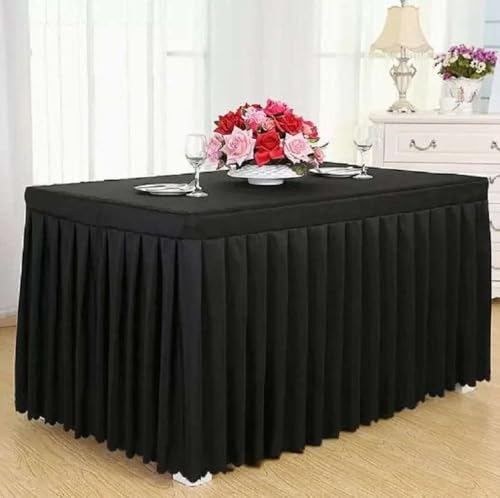 Tischdecke, rechteckig, für den ganzen Tisch, Hochzeit, mit Rock, Swag, Rüschen, Party, Hotel, Meeting, Bankett, Show, Dekoration, Schwarz, 140 L x 60 B x 75 H Tischdecke, rechteckig, für den ganzen Tisch, Hochzeit, mit Rock, Swag, Rüschen, Party, Hotel, Meeting, Bankett, Show, Dekoration, Schwarz, 140 L x 60 B x 75 H von CSHWXY