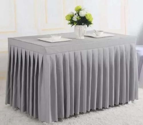 Tischdecke, rechteckig, für den ganzen Tisch, Hochzeit, mit Rock, Swag, Rüschen, Party, Hotel, Meeting, Bankett, Show, Dekoration, Silber, 180 L x 60 B x 75 H Tischdecke, rechteckig, für den ganzen Tisch, Hochzeit, mit Rock, Swag, Rüschen, Party, Hotel, Meeting, Bankett, Show, Dekoration, Silber, 180 L x 60 B x 75 H von CSHWXY