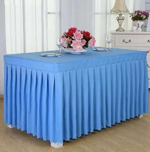 Tischdecke, rechteckig, für den ganzen Tisch, Hochzeit, mit Rock, Swag, Rüschen, Party, Hotel, Meeting, Bankett, Show, Dekoration, Türkis, 140 L x 40 B x 75 H Tischdecke, rechteckig, für den ganzen Tisch, Hochzeit, mit Rock, Swag, Rüschen, Party, Hotel, Meeting, Bankett, Show, Dekoration, Türkis, 140 L x 40 B x 75 H von CSHWXY