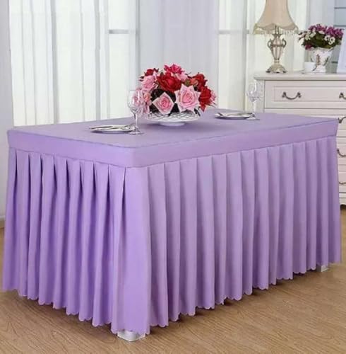 Tischdecke, rechteckig, für den ganzen Tisch, Hochzeit, mit Rock, Swag, Rüschen, Party, Hotel, Meeting, Bankett, Show, Dekoration, Violett, 180 L x 40 B x 75 H Tischdecke, rechteckig, für den ganzen Tisch, Hochzeit, mit Rock, Swag, Rüschen, Party, Hotel, Meeting, Bankett, Show, Dekoration, Violett, 180 L x 40 B x 75 H von CSHWXY