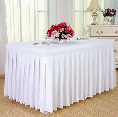 Tischdecke, rechteckig, für den ganzen Tisch, Hochzeit, mit Rock, Swag, Rüschen, Party, Hotel, Meeting, Bankett, Show, Dekoration, Weiß, 120 L x 60 B x 75 H Tischdecke, rechteckig, für den ganzen Tisch, Hochzeit, mit Rock, Swag, Rüschen, Party, Hotel, Meeting, Bankett, Show, Dekoration, Weiß, 120 L x 60 B x 75 H von CSHWXY
