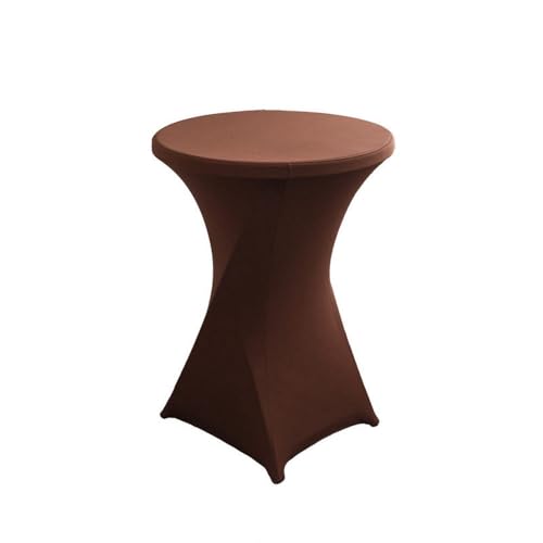 Tischdecke für Hotelhochzeitsdekoration, Cocktailbar, einfarbig, Polyester, rund, Bankett, elastisch, Dunkelkaffee, 60 x 110 cm von CSHWXY