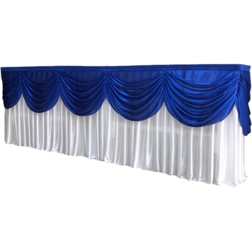 Tischrock aus Eisseide, Vorhangkopf, Hochzeitstorte, Tischschürze, Tischrock, Geburtstagsschild, Tischvorhangkopf, Tischumrandung, Weiß/Blau, Länge 400 cm x 78 cm (H) von CSHWXY
