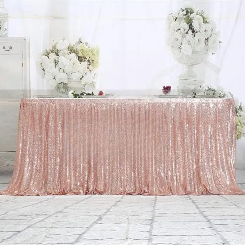 Tischrock in Blush-Farbe, lang, mit Pailletten, Poly-Tischdecke, für Hochzeitsfeiern, Party-Dekoration, Blush, 5,1 m lang Tischrock in Blush-Farbe, lang, mit Pailletten, Poly-Tischdecke, für Hochzeitsfeiern, Party-Dekoration, Blush, 5,1 m lang von CSHWXY