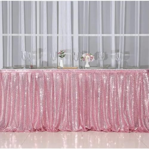 Tischrock in errötender Farbe, lang, mit Pailletten, Poly-Tischdecke, für Hochzeitsfeiern, Partydekoration, Rosa, 6,3 m lang Tischrock in errötender Farbe, lang, mit Pailletten, Poly-Tischdecke, für Hochzeitsfeiern, Partydekoration, Rosa, 6,3 m lang von CSHWXY