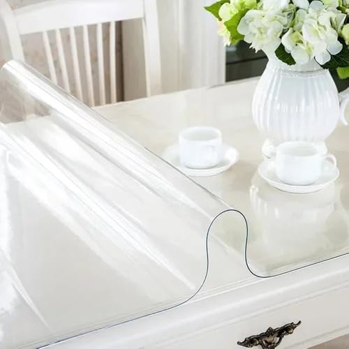 Transparente PVC-Tischdecke, 3,0 mm dick, Schutzfolie, transparent, wasserdicht, ölbeständig, für Zuhause, 1,0 mm, 80 x 140 cm Transparente PVC-Tischdecke, 3,0 mm dick, Schutzfolie, transparent, wasserdicht, ölbeständig, für Zuhause, 1,0 mm, 80 x 140 cm von CSHWXY