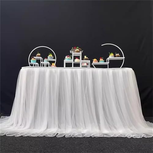 Tüll-Tischrock, Tischdecke für Hochzeit, Geburtstag, Party, Babyparty, Bankett, Dekoration, Weiß und Weiß, L 1,8 m x H 76,2 cm Tüll-Tischrock, Tischdecke für Hochzeit, Geburtstag, Party, Babyparty, Bankett, Dekoration, Weiß und Weiß, L 1,8 m x H 76,2 cm von CSHWXY