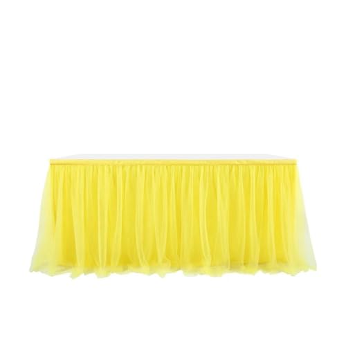 Tüll-Tischrock aus goldumrandetem Netzgewebe, für Hochzeiten, Silvesterpartys, Dekorationen, Hotelbedarf, Netz-Tischdecke, gelb, 183 x 77 cm von CSHWXY