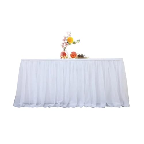 Tüll-Tischrock mit Goldrand, Netzstoff, für Hochzeiten, Silvesterpartys, Dekoration, Hotelbedarf, Netzstoff-Tischdecke, Weiß, 183 x 77 cm Tüll-Tischrock mit Goldrand, Netzstoff, für Hochzeiten, Silvesterpartys, Dekoration, Hotelbedarf, Netzstoff-Tischdecke, Weiß, 183 x 77 cm von CSHWXY