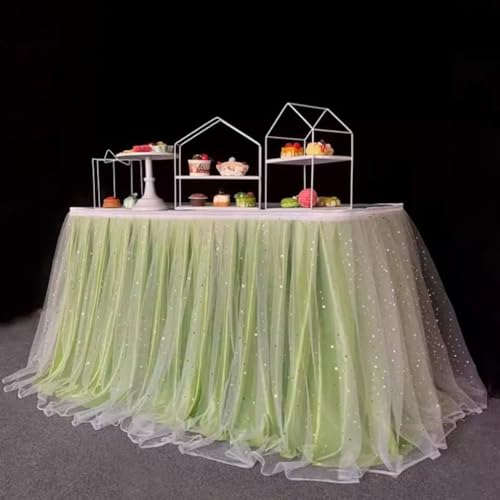 Tüll-Tischröcke in Gold, Tutu-Tischrock für Hochzeit, Geburtstag, Party, Dekoration, Tischdecke, grün, L 2,7 m x H 76,2 cm Tüll-Tischröcke in Gold, Tutu-Tischrock für Hochzeit, Geburtstag, Party, Dekoration, Tischdecke, grün, L 2,7 m x H 76,2 cm von CSHWXY