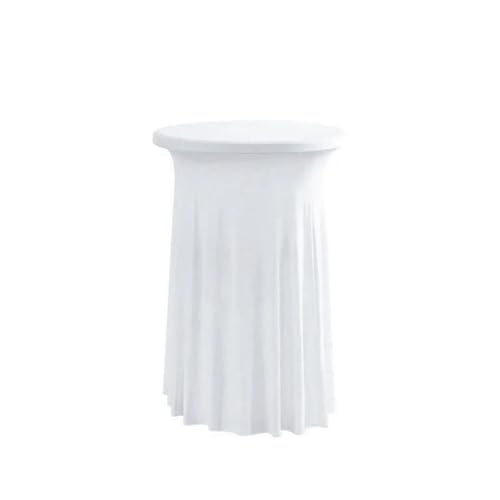Weiße Cocktail-Tischdecke im Rock-Stil, elegant, für kommerzielle Meeting-Bars, rund, elastisch, Weiß, 60 cm rund, 110 cm hoch von CSHWXY
