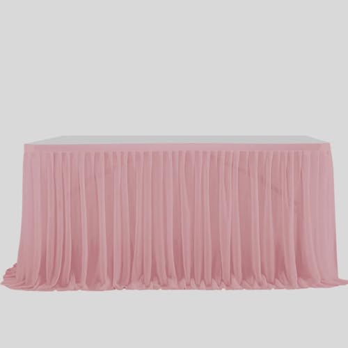 Weißer Tüll-Tischrock, rechteckig, runde Tische, Rüschen, halbtransparente Tischdecken für Hochzeiten, Brautpartys, Geburtstagsfeiern, Dekoration, schmutziges Rosa, 4,26 m lang, 0,75 m hoch Weißer Tüll-Tischrock, rechteckig, runde Tische, Rüschen, halbtransparente Tischdecken für Hochzeiten, Brautpartys, Geburtstagsfeiern, Dekoration, schmutziges Rosa, 4,26 m lang, 0,75 m hoch von CSHWXY