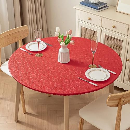wasserdichte, ölbeständige, runde Tischdecke aus PVC mit elastischem Rand, rutschfest, vollständig umhüllend, Party-Tischdecke für die Dekoration von Küchenrestaurants, Stil 7,4, Durchmesser 60 cm von CSHWXY