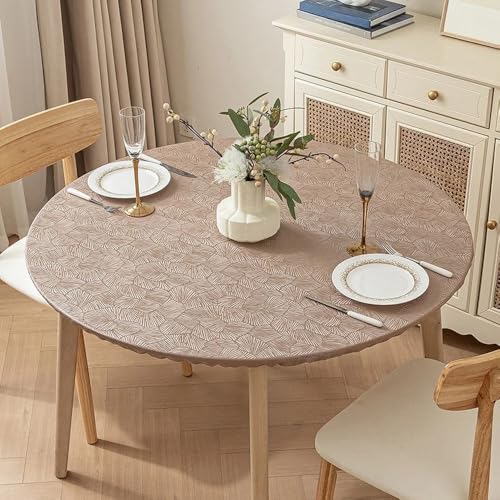 wasserdichte, ölbeständige, runde Tischdecke aus PVC mit elastischem Rand, rutschfest, vollständig umhüllend, Party-Tischdecke für die Dekoration von Küchenrestaurants, Stil 9,5, Durchmesser 120 cm wasserdichte, ölbeständige, runde Tischdecke aus PVC mit elastischem Rand, rutschfest, vollständig umhüllend, Party-Tischdecke für die Dekoration von Küchenrestaurants, Stil 9,5, Durchmesser 120 cm von CSHWXY