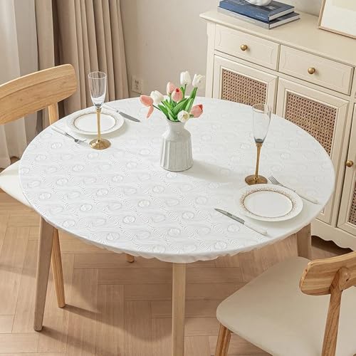 wasserdichte, ölbeständige, runde Tischdecke aus PVC mit elastischem Rand, rutschfest, vollständig umhüllend, für Partys, als Dekoration für Küchenrestaurants, Stil 7,1, Durchmesser 120 cm wasserdichte, ölbeständige, runde Tischdecke aus PVC mit elastischem Rand, rutschfest, vollständig umhüllend, für Partys, als Dekoration für Küchenrestaurants, Stil 7,1, Durchmesser 120 cm von CSHWXY