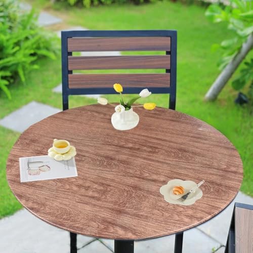 wasserdichte PVC-Tischdecke, elastisch, rund, abwischbar, ölbeständig, rutschfest, für Zuhause, Küche, Party, Camping, Stil 1, 60 Zoll R (112,140 cm) von CSHWXY
