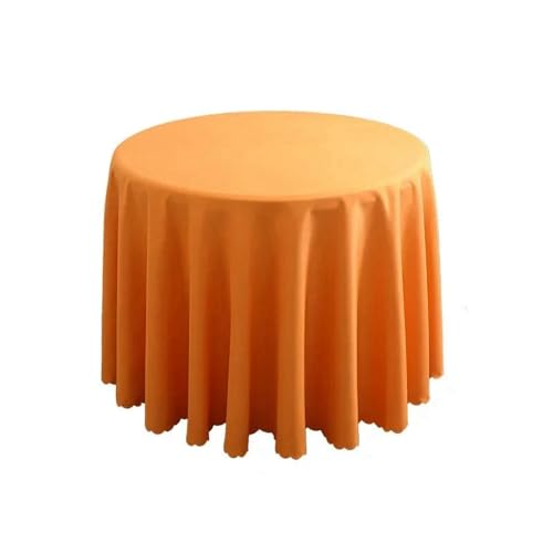 x runde Tischdecke, kreisförmige Polyester-Tischdecke, blaues Polyester-Tischtuch für Hotelbankett, Geburtstagsfeier, Tischdekoration, Orange, Durchmesser 180 cm von CSHWXY