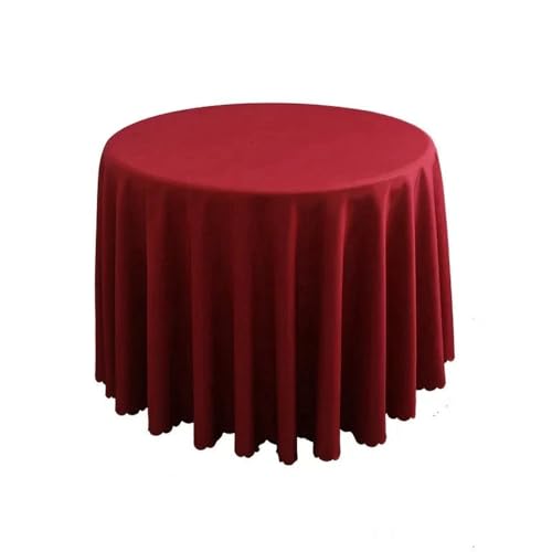 x runde Tischdecke, kreisförmige Tischdecke aus Polyester, blaues Polyester-Tischtuch für Hotelbankette, Geburtstagsfeiern, Tischdekoration, Weinrot, Durchmesser 220 cm von CSHWXY