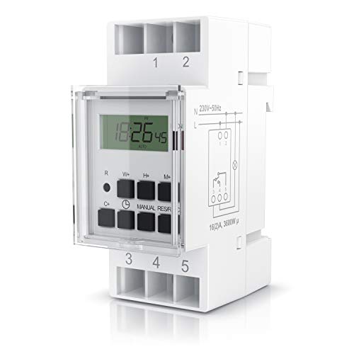 CSL - Zeitschaltuhr digital - für DIN Hutschienen im Verteilerschrank Schalttafeln – 2 Klemmen Input, 3 Klemmen Output - 16A/3680W – min. Schaltabstand 1 Minute – LCD Display – Manueller Modus - weiß CSL - Zeitschaltuhr digital - für DIN Hutschienen im Verteilerschrank Schalttafeln – 2 Klemmen Input, 3 Klemmen Output - 16A/3680W – min. Schaltabstand 1 Minute – LCD Display – Manueller Modus - weiß von CSL-Computer