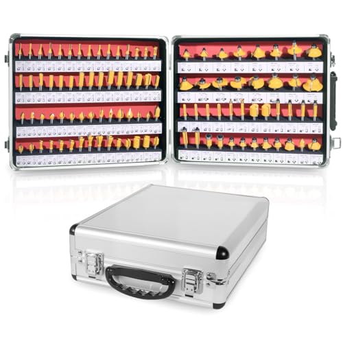 CSOOM 100-teiliges Fräser-Bit-Set, 1/4-Zoll-Schaft, Hartmetall-Fräser-Bit-Set für professionelle Holzbearbeitung, mit Aluminiumgehäuse CSOOM 100-teiliges Fräser-Bit-Set, 1/4-Zoll-Schaft, Hartmetall-Fräser-Bit-Set für professionelle Holzbearbeitung, mit Aluminiumgehäuse von CSOOM