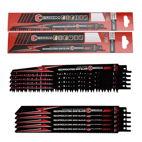 CSOOM 10tlg Säbelsägeblätter Set, 240mm Länge – 5x 5TPI & 5x 14TPI, für Holz, Metall und Renovierungsarbeiten CSOOM 10tlg Säbelsägeblätter Set, 240mm Länge – 5x 5TPI & 5x 14TPI, für Holz, Metall und Renovierungsarbeiten von CSOOM