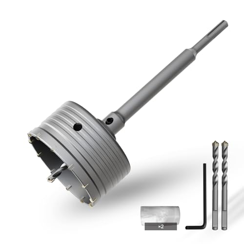 CSOOM 110 mm Beton-lochsäge mit 220 mm SDS-Plus verlängerung, Lochsägen-Set für Beton, Hohl-Bohrkrone Set, 4 Schneiden Zentrierbohrer 8x110mm, Hartmetallspitze, 2xZentrierbohrer CSOOM 110 mm Beton-lochsäge mit 220 mm SDS-Plus verlängerung, Lochsägen-Set für Beton, Hohl-Bohrkrone Set, 4 Schneiden Zentrierbohrer 8x110mm, Hartmetallspitze, 2xZentrierbohrer von CSOOM